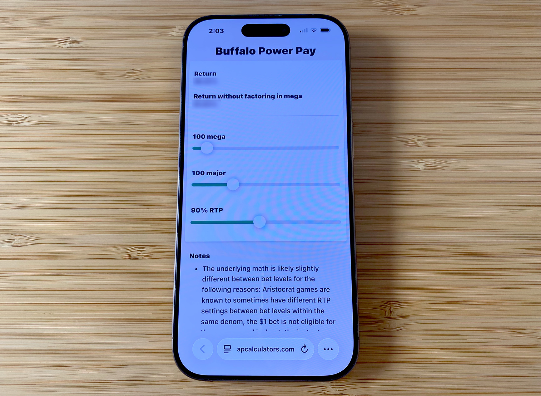 Buffalo Power Pay calculator