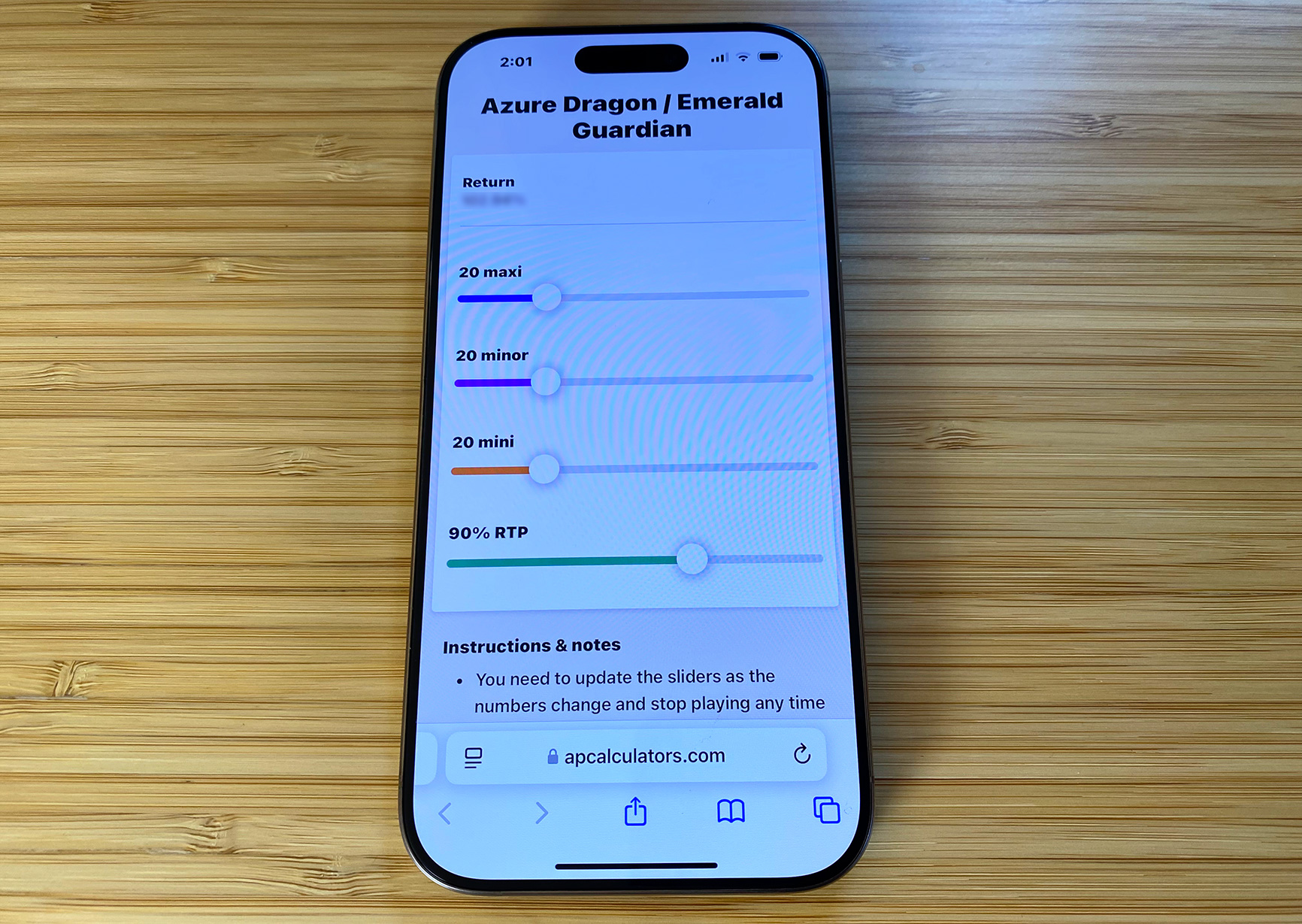 Azure Dragon / Emerald Guardian calculator