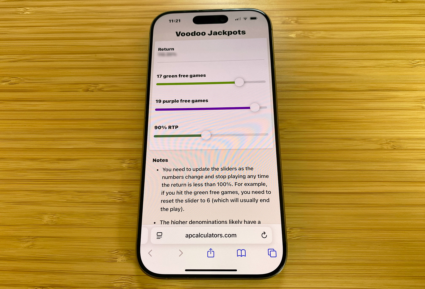 Voodoo Jackpots calculator