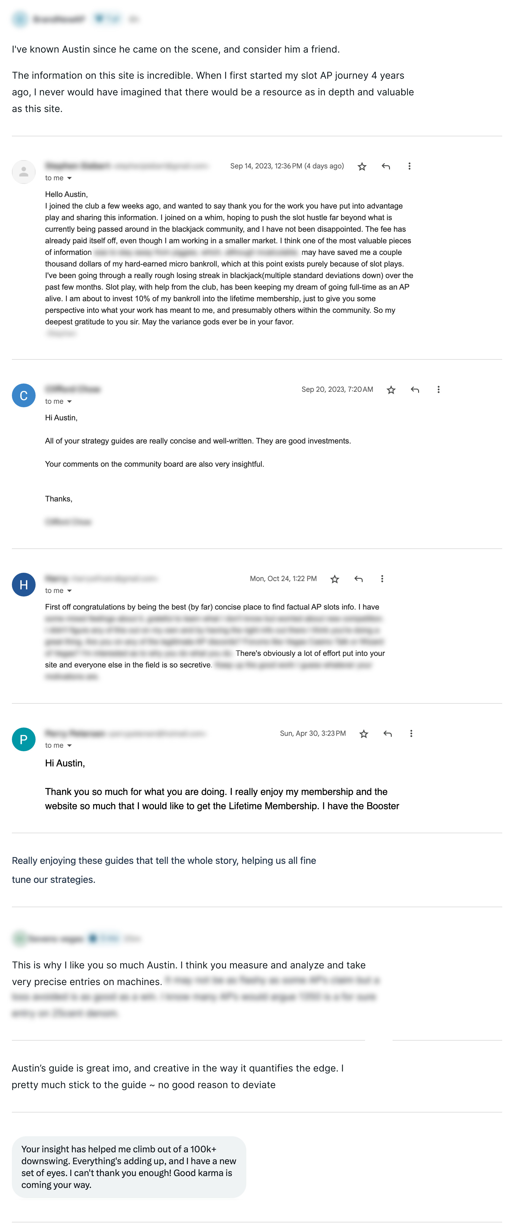 Comments and messages from community members.